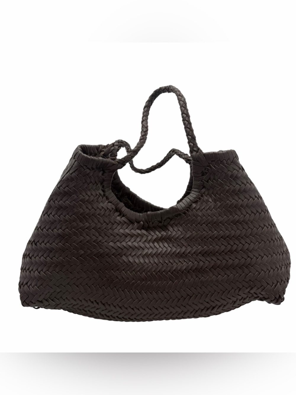 MNG Mango Limited Edition Brown Woven Leather Hobo Shoulder Bag Boho - Picture 5 of 16